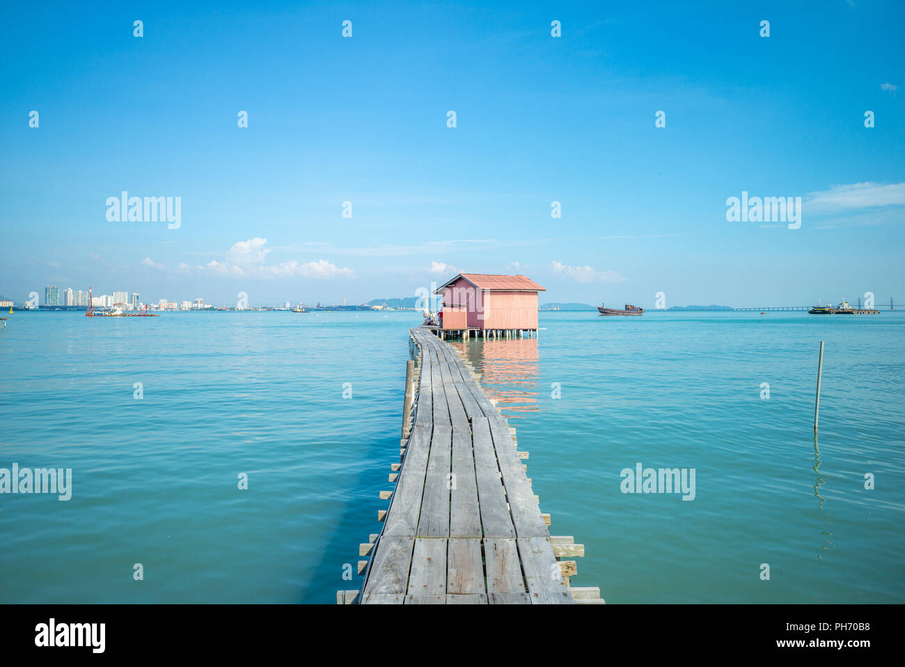 Tan Jetty, einem der Clan der Kaianlagen in Penang, Malaysia Stockfoto