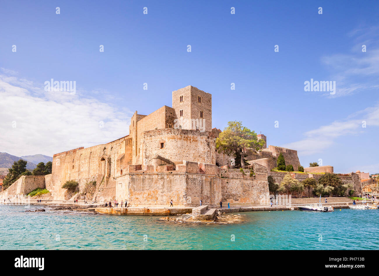 Royal Chateau, Collioure, Languedoc-Roussillon, Pyrenees-Orientales, Frankreich. Stockfoto