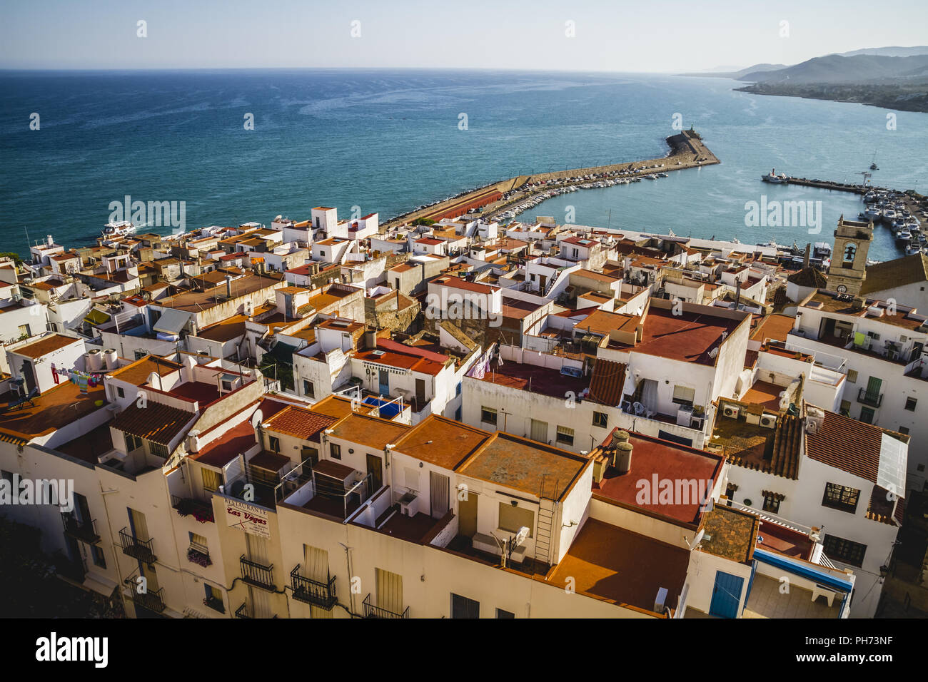 Penyscola Dorfansichten von der Burg, Provinz Valencia, Spanien Stockfoto