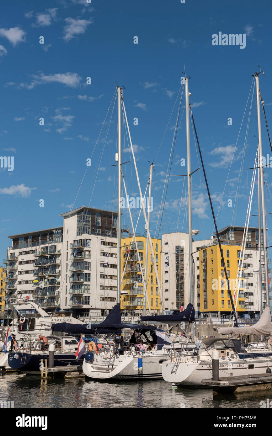 Sovereign Harbour, in Eastbourne, East Sussex an der Südküste von England in Großbritannien Stockfoto
