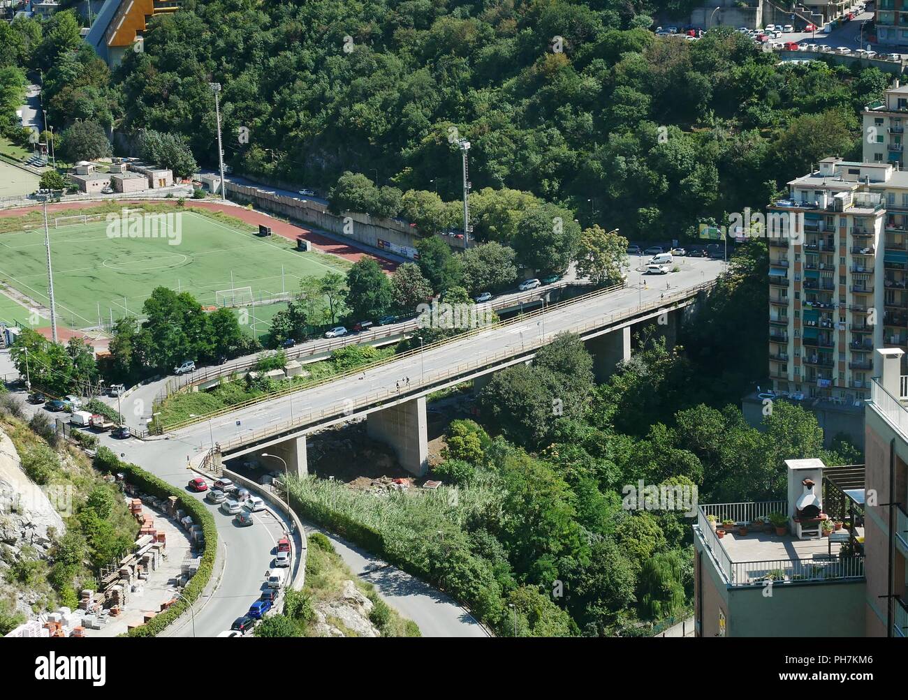 Genua, Italien. 31. August 2018. Von Montag Morgen das Don Acciai Brücke an Lagaccio wird aus Sicherheitsgründen geschlossen werden. (Â ¬ © Riccardo Arata, Genua - 2018-08-31) ps das Foto verwendet werden können, wobei der Kontext, in dem es aufgenommen wurde, und ohne die diffamierende Absicht der Dekoration der Menschen vertreten Credit: Unabhängige Fotoagentur Srl/Alamy leben Nachrichten Stockfoto