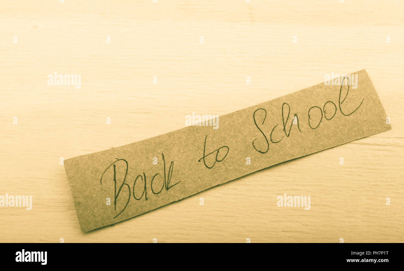 Zurück zum Thema Schule mit Bildung Titel Stockfoto