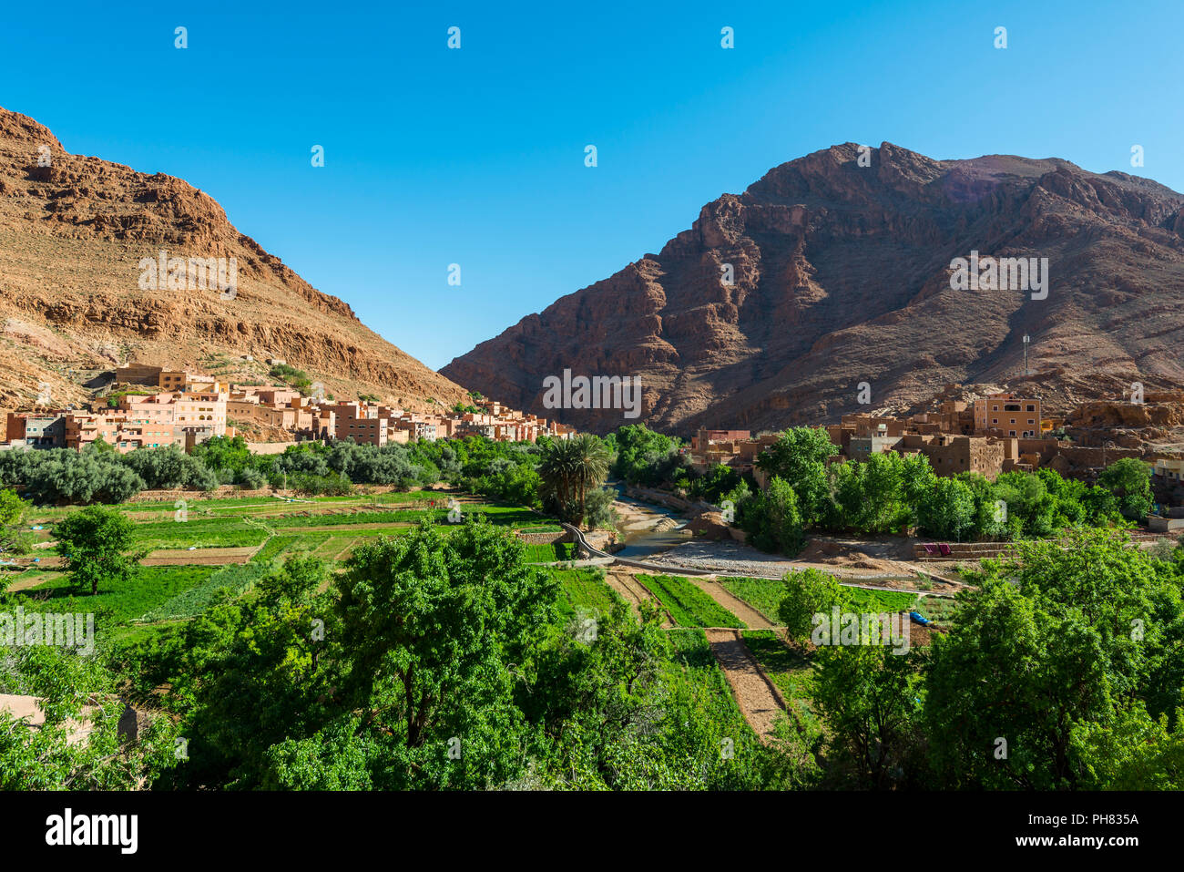 Alten Kasbah, Dorf im Tal, Dadès Marokko Stockfoto