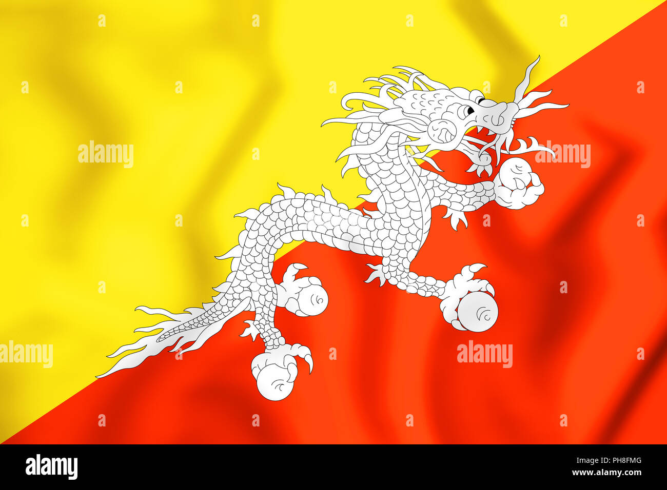 3D-Markierung von Bhutan. 3D-Darstellung. Stockfoto