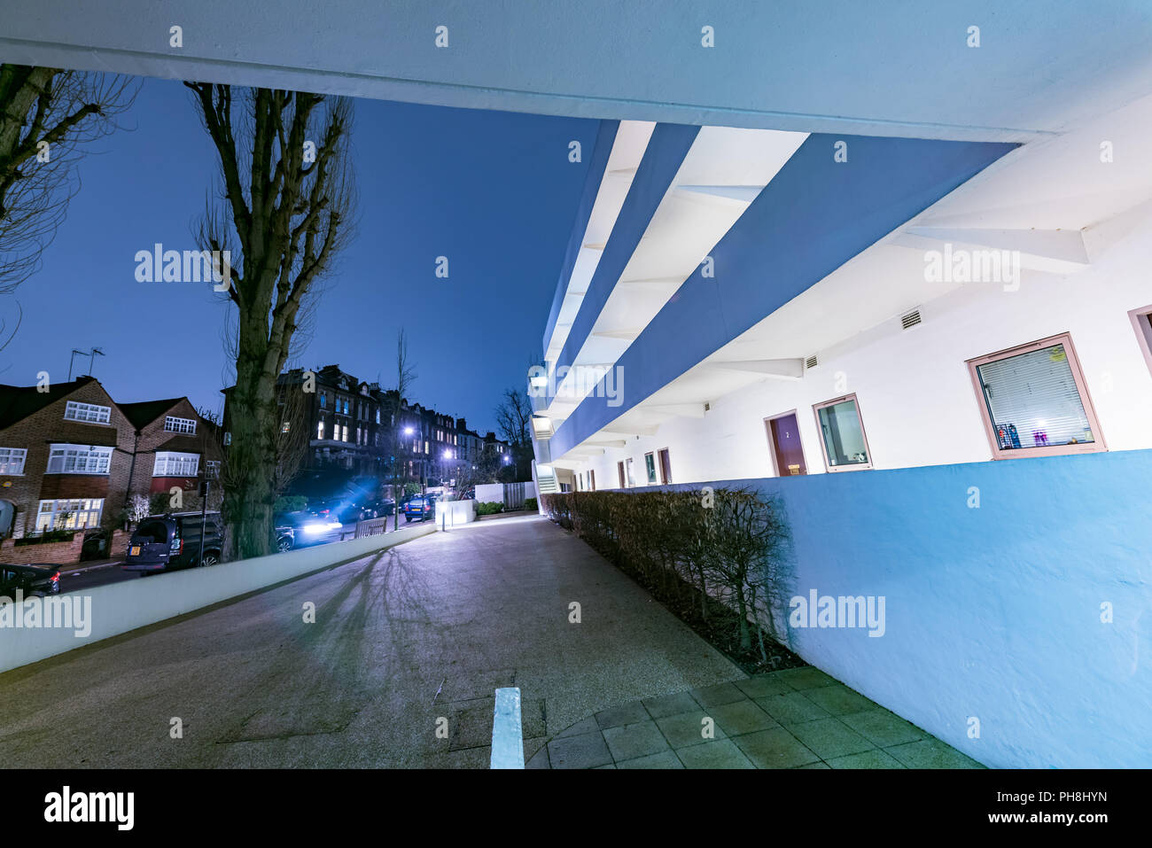 Isokon Gebäude, Rasen Straße Wohnungen, London Stockfoto