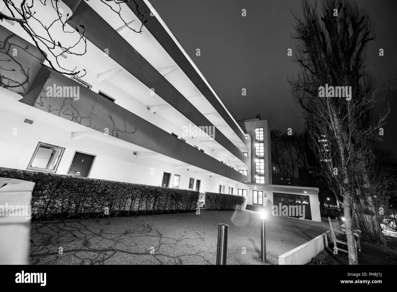 Isokon Gebäude, Rasen Straße Wohnungen, London Stockfoto