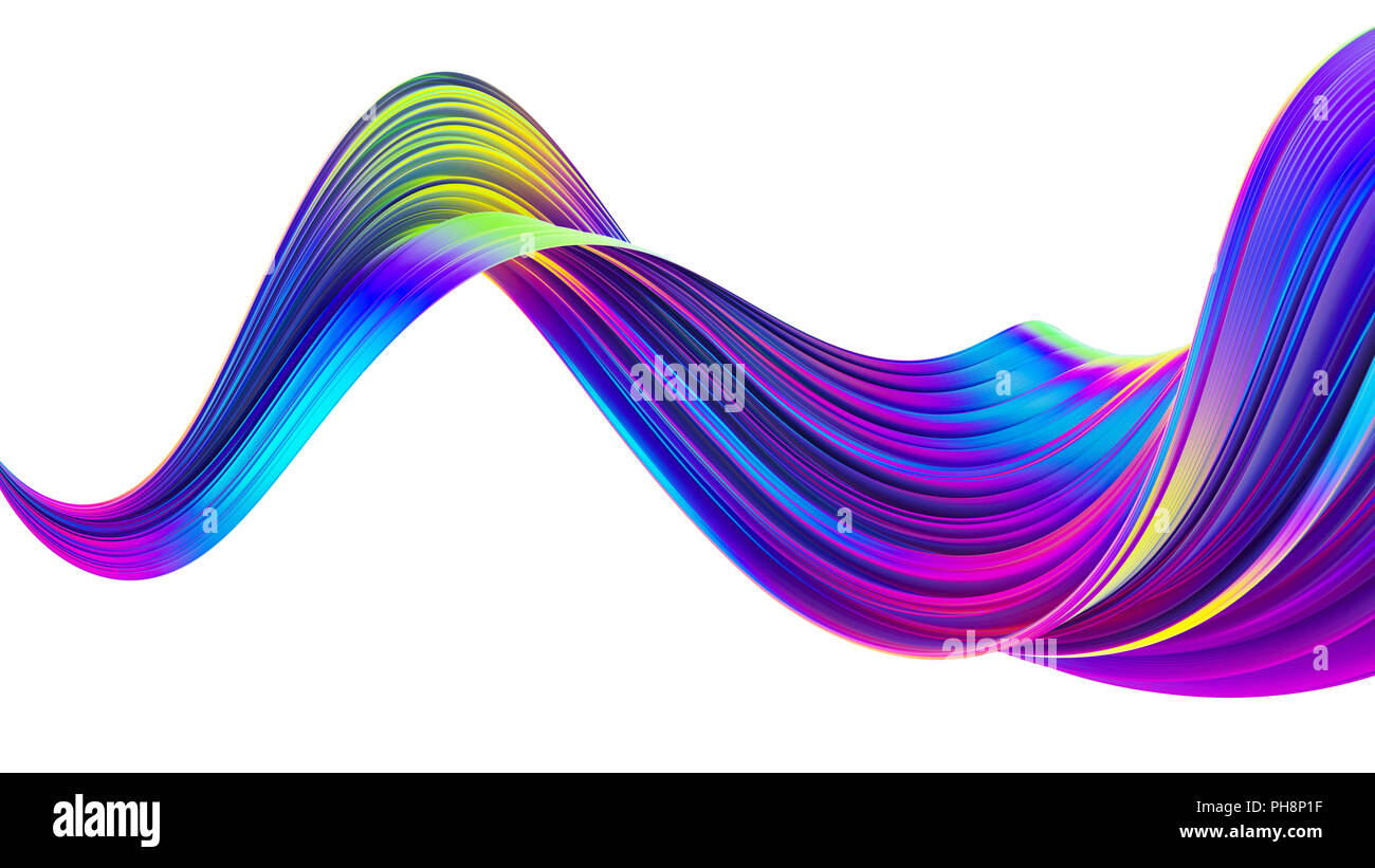 Flüssige Spirale Band mit glänzend Hell holographische Neon trendigen Farben. Stockfoto