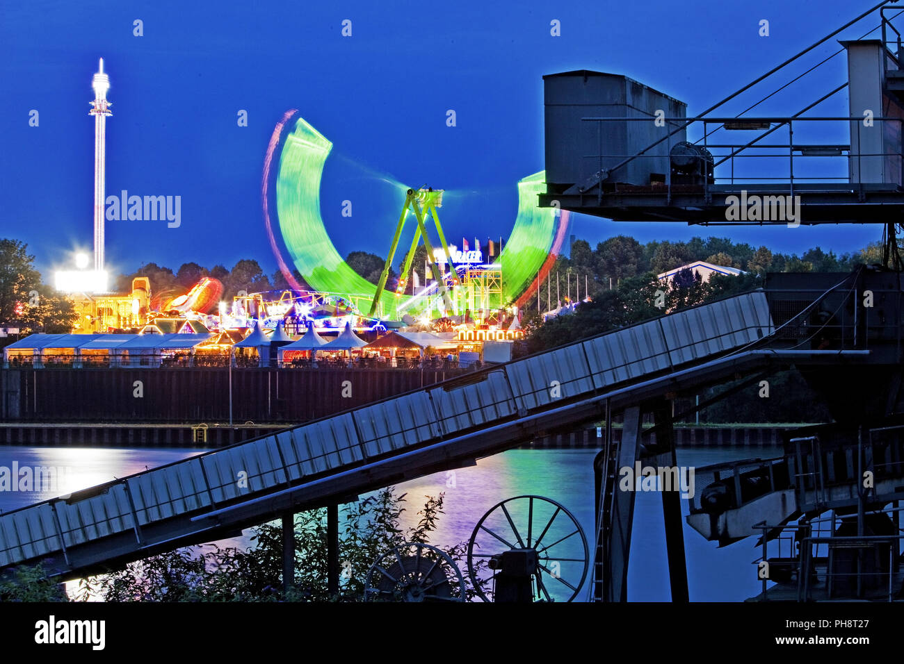 Cranger Kirmes Messe und der Rhein-herne-Kanal Stockfoto
