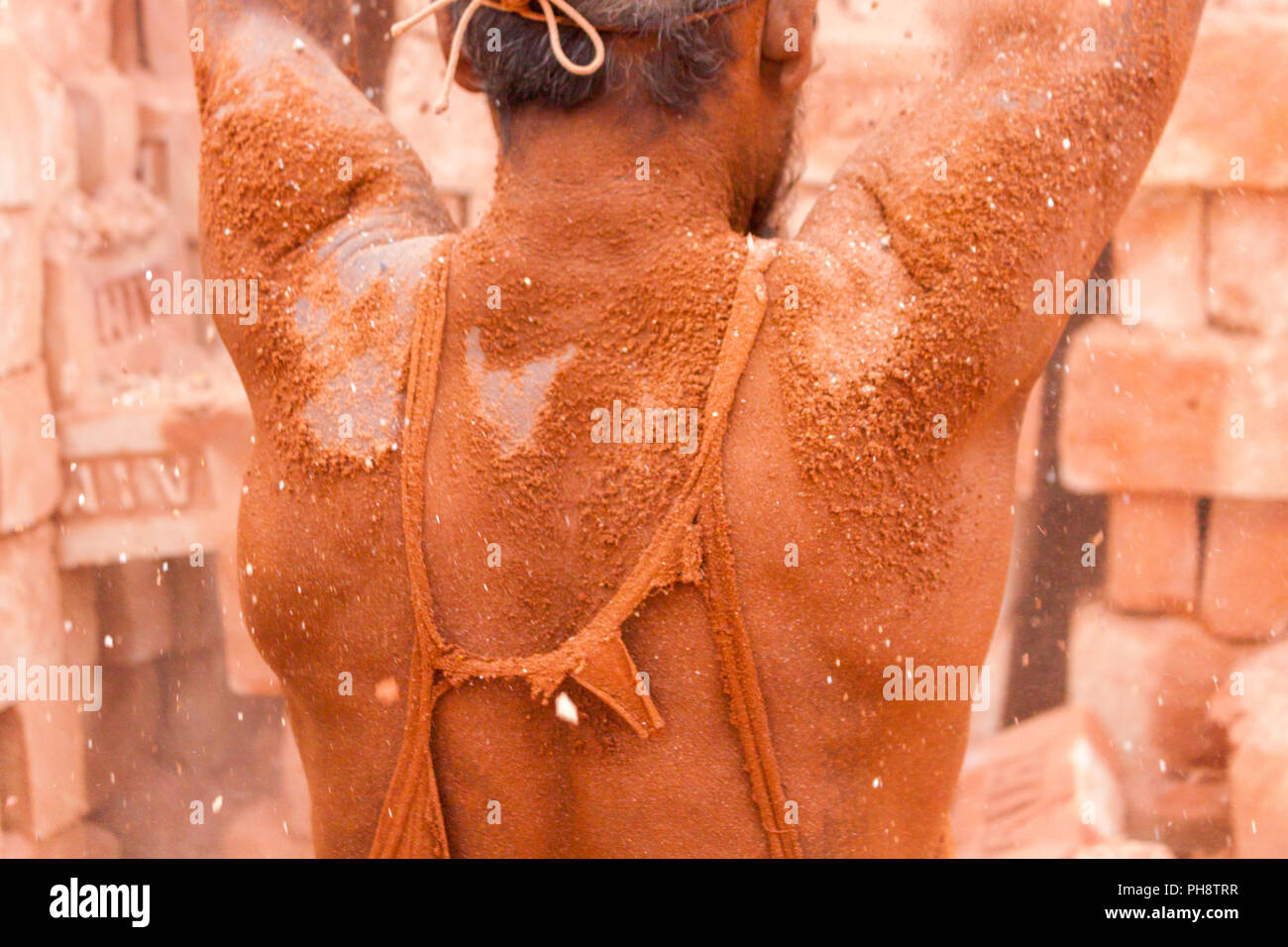 Abdul Majid 47 Jahre alten Ziegel Arbeiter, Aminbazar, Dhaka Stockfoto