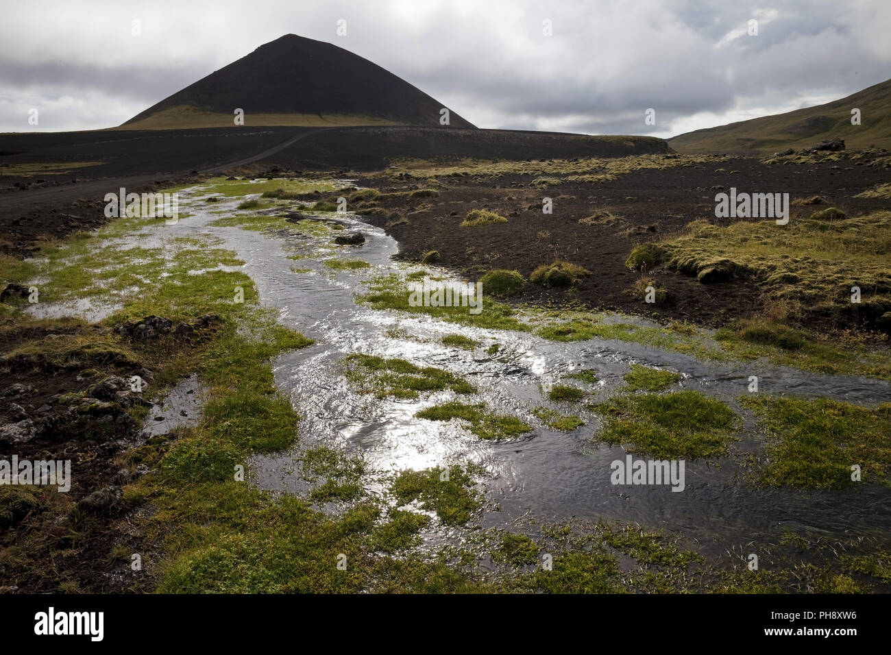 Landschaft Vor Vulkan Raudakulur, Snaefellsnes, Island Stockfoto
