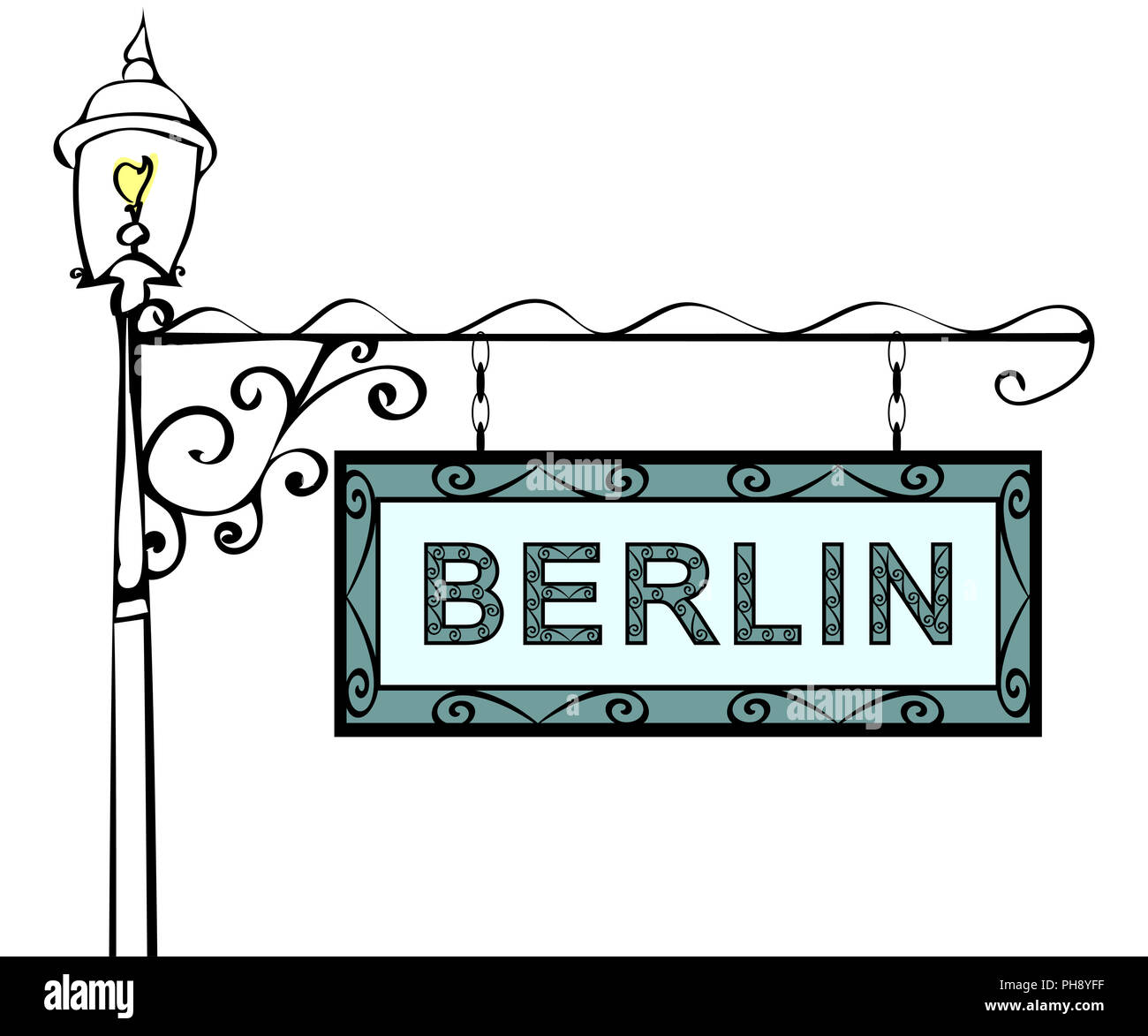 Berlin retro Vintage Zeiger Laternenpfahl. Stockfoto