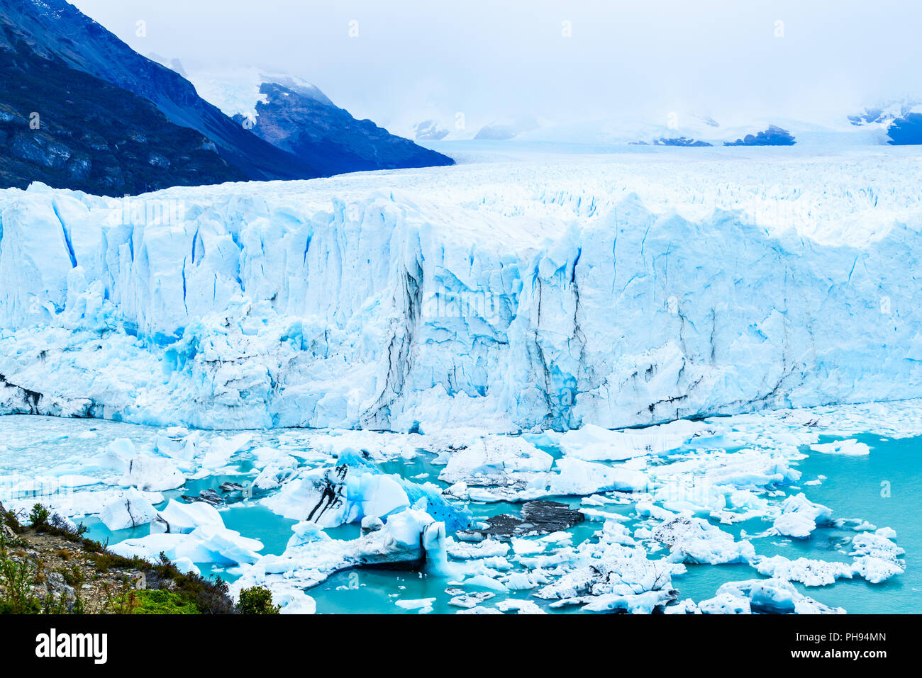 Blick auf Gletscher Perito Moreno am Lago Argentino See Stockfoto