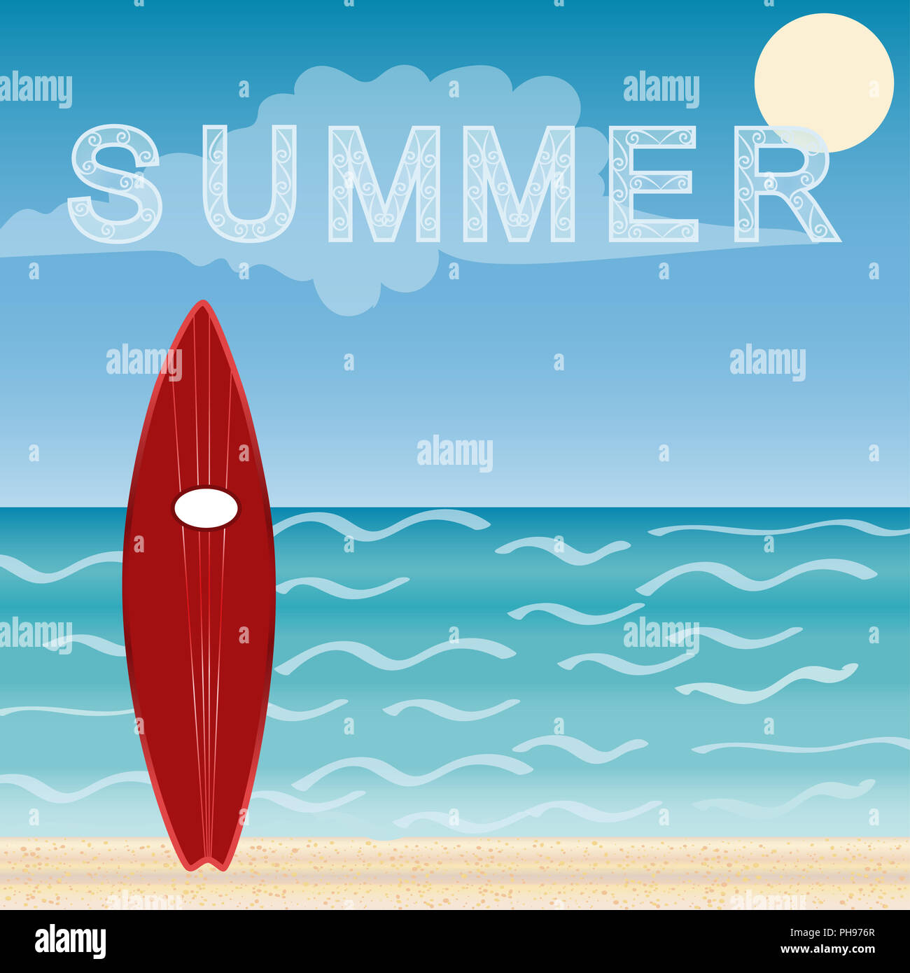 Surfbretter Strandurlaub Stockfoto