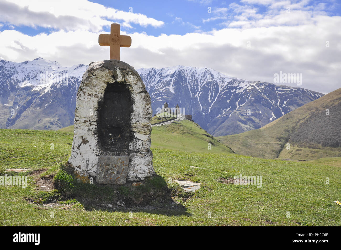 Waycross außerhalb des Stepanzminda Kloster, Kaukasus Stockfoto