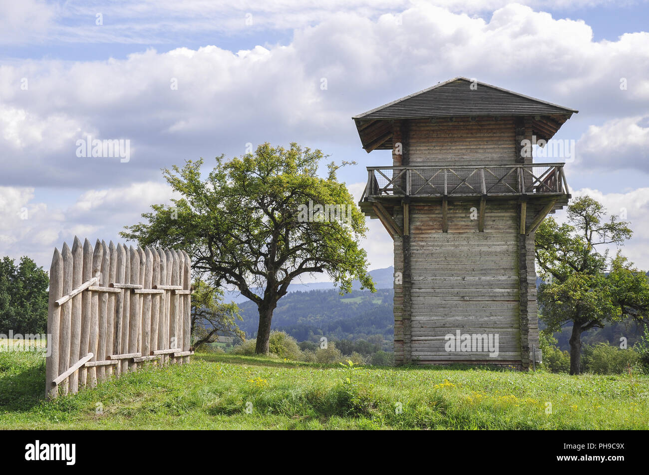 Rekonstruierten Limes - Wachtturm in Lorch, Deutschland Stockfoto