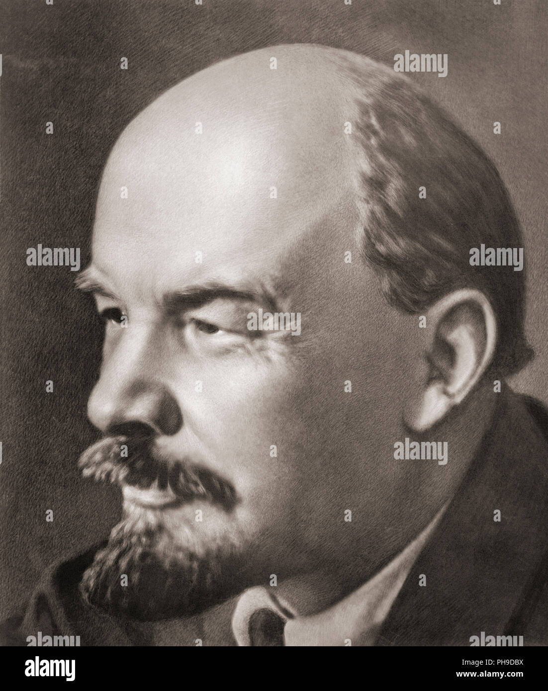 Wladimir Iljitsch Uljanov, bekannt als Lenin, 1870-1924. Russische Politiker, politische Theoretiker und Leiter der Regierung des sowjetischen Russland, 1917-1924. Stockfoto