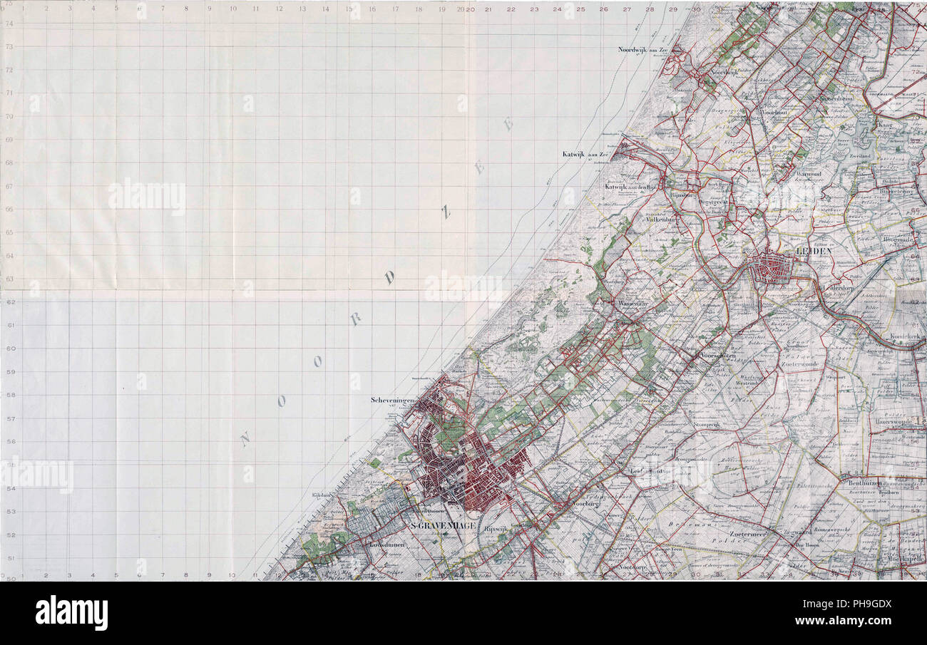 Ca. 1914 - Die militärische Karte von Den Haag region, nummeriert I/m IV. Diese Karte wurde von der Niederländischen Armee während der deutschen Invasion im Jahre 1940 verwendet. Stockfoto