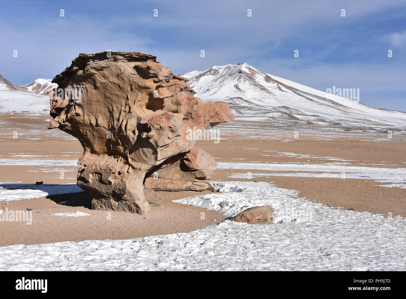 Der Arbol de Piedra (Stein), in der Siloli Wüste, Sud Lipez Provinz, Uyuni, Bolivien. Stockfoto
