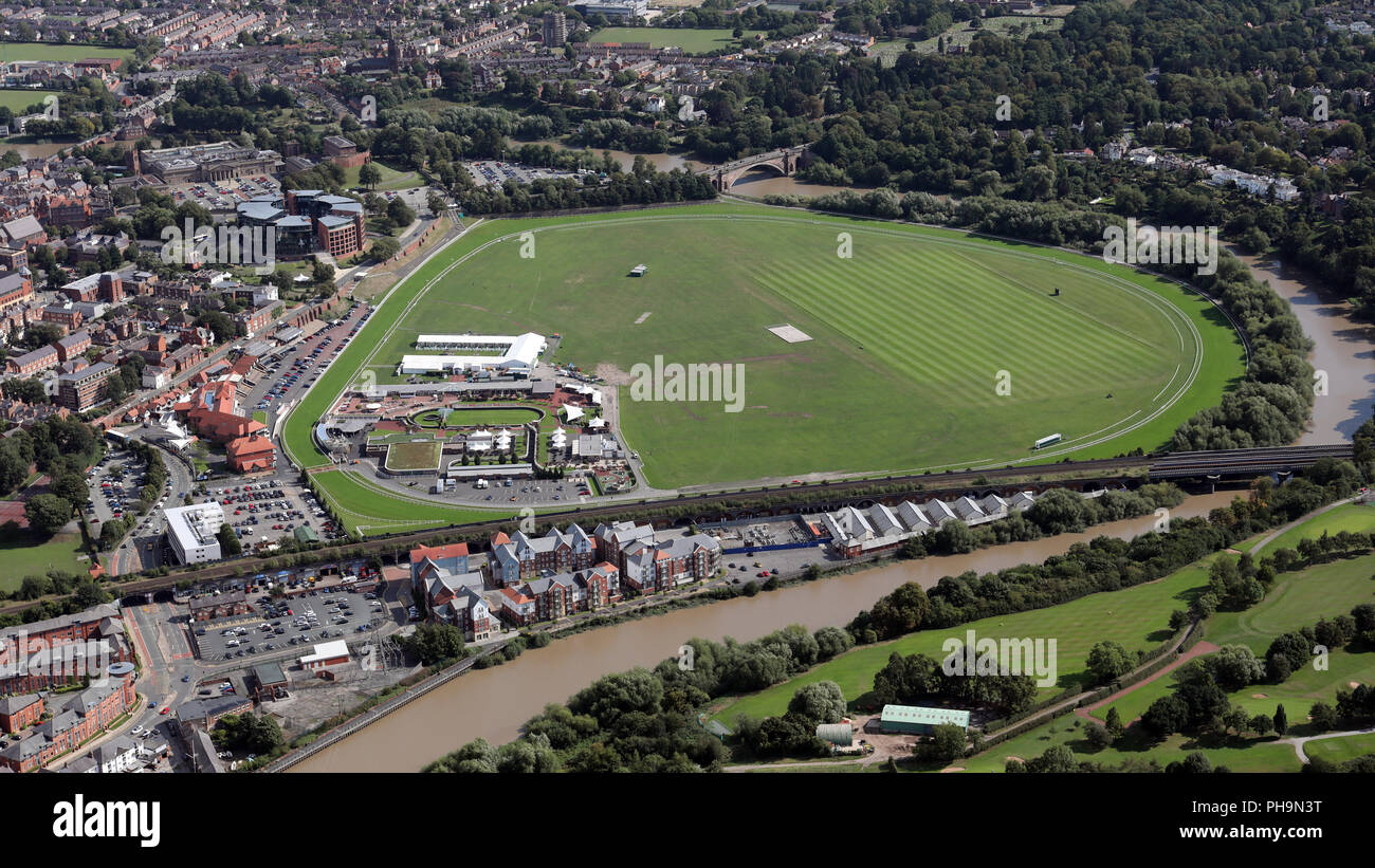 Luftaufnahme von Chester, auch bekannt als die Roodee, Cheshire Stockfoto