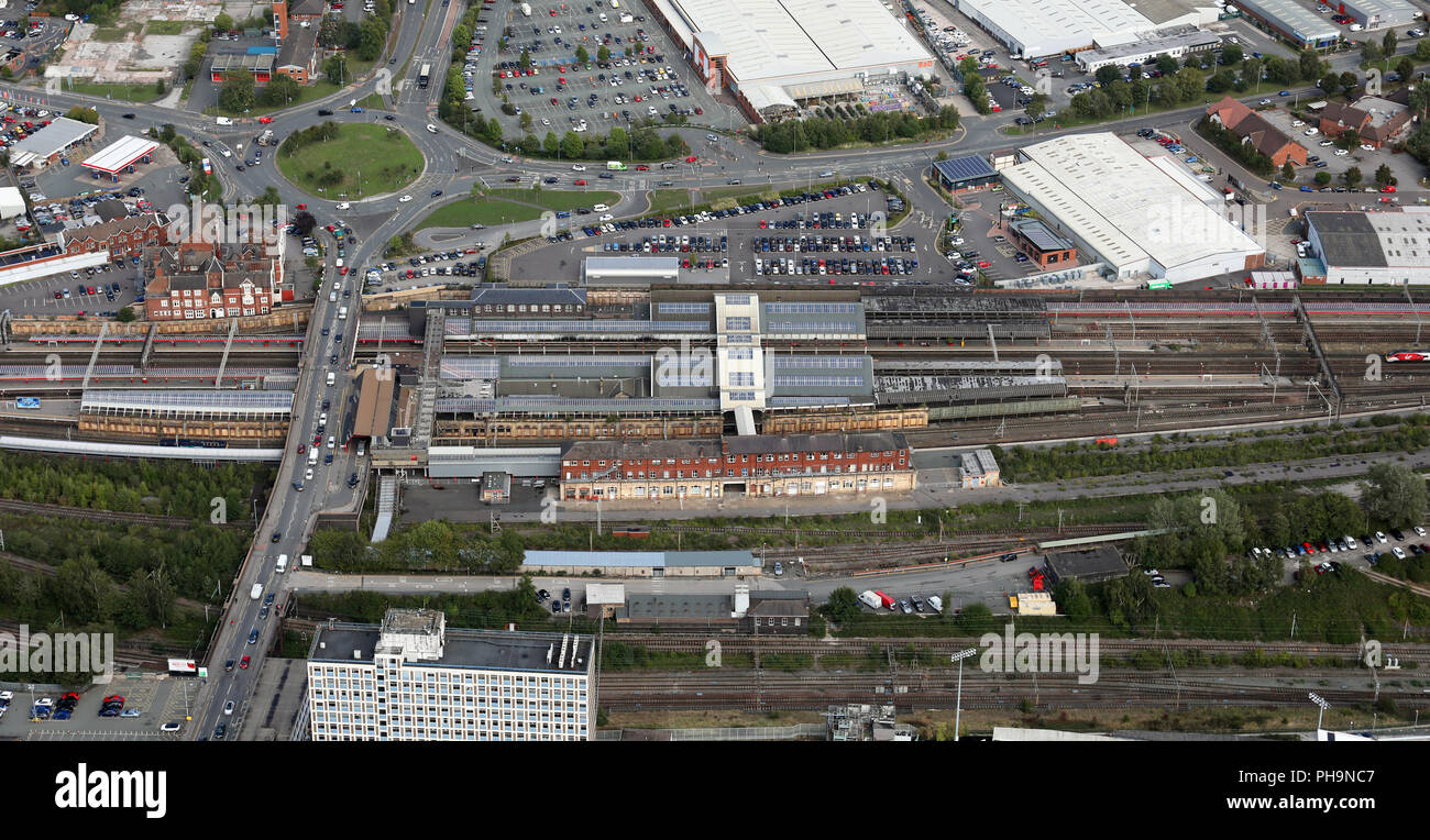 Luftbild von Bahnhof Crewe, Cheshire Stockfoto