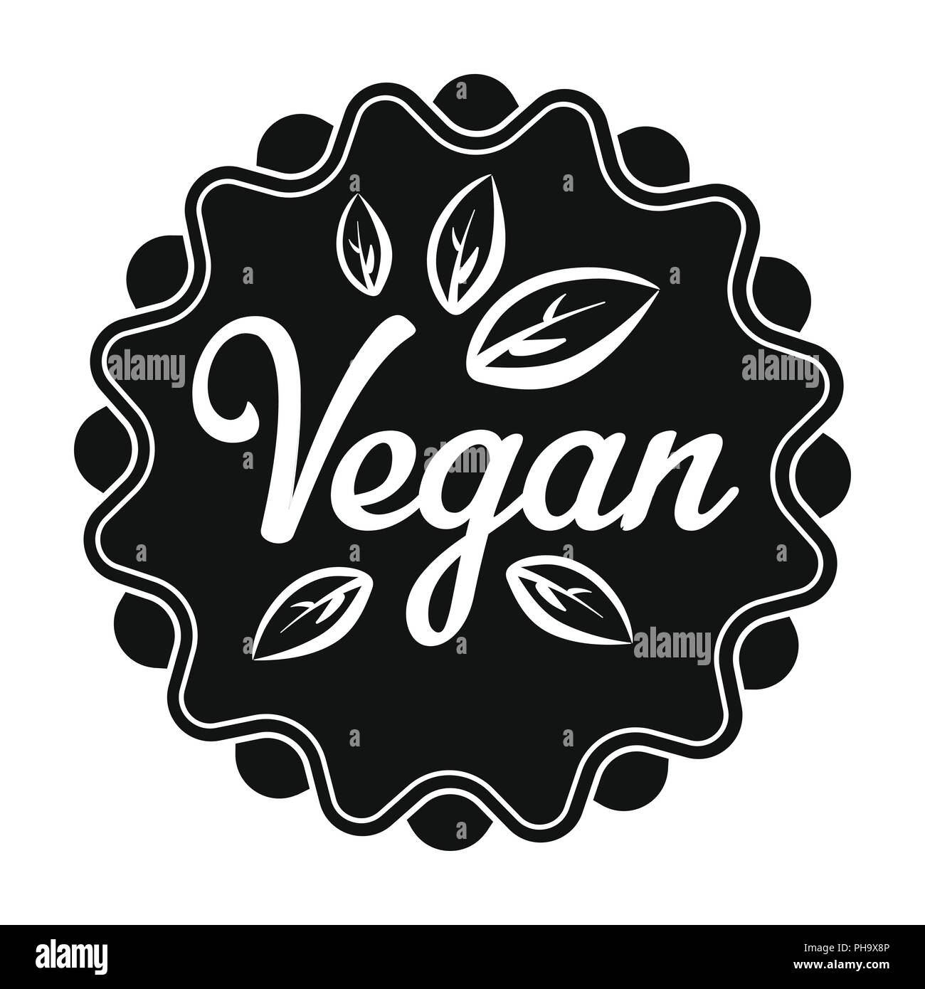 Vegan Symbol in schwarz auf weißem Hintergrund. Symbol vektor