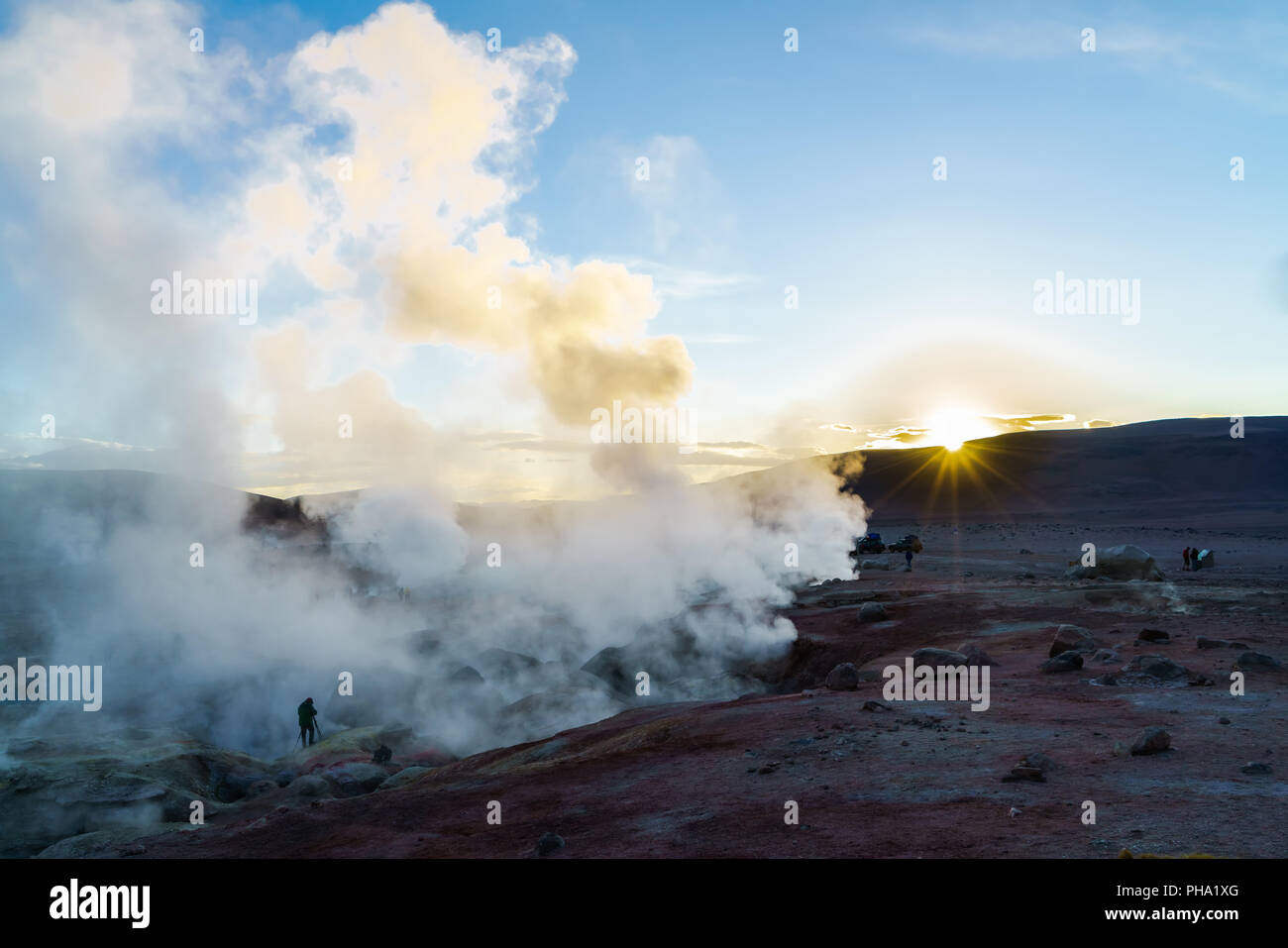 Ansicht der geothermischen Feld in Bolivien Stockfoto