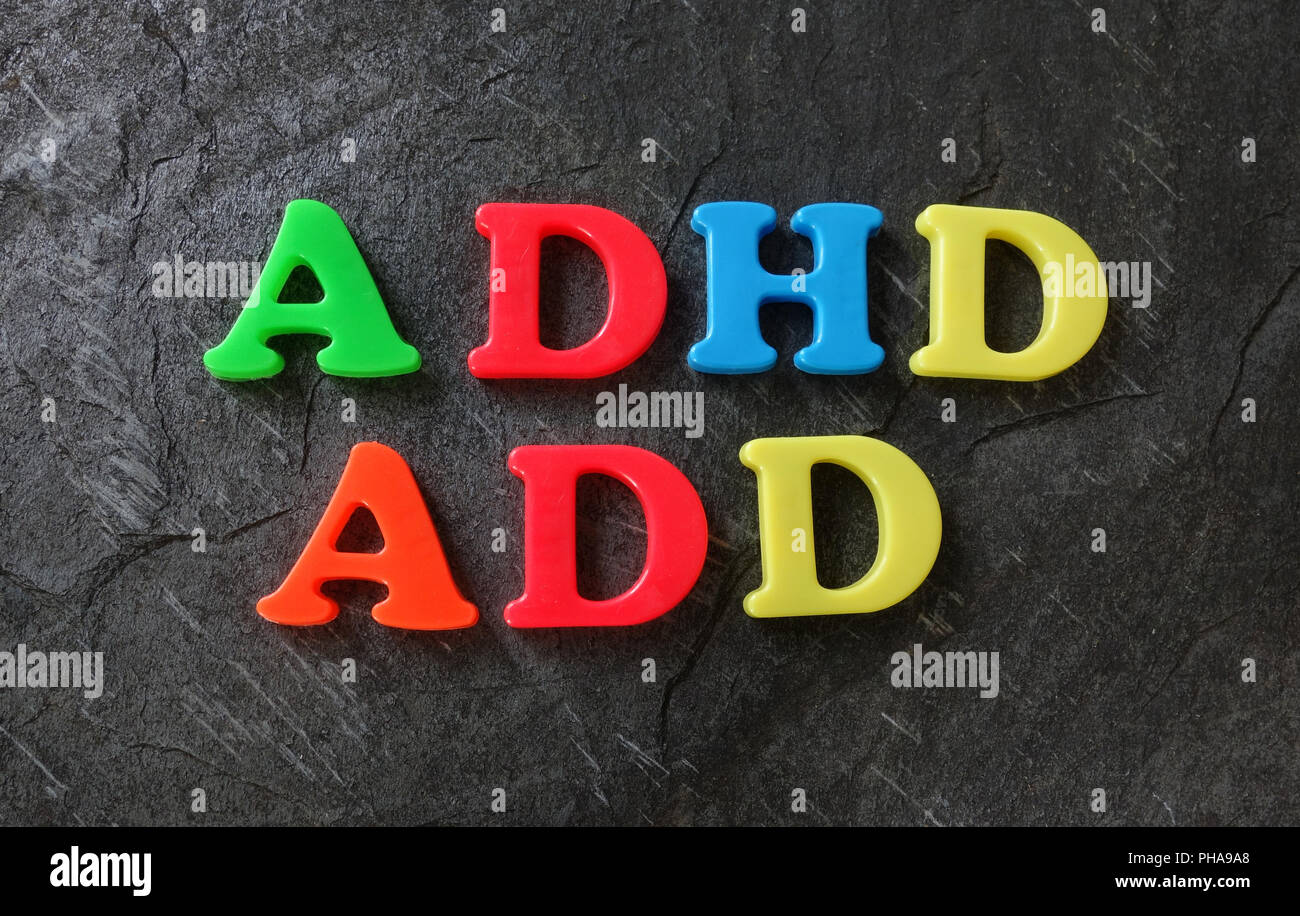 ADD und ADHD Buchstaben Stockfoto