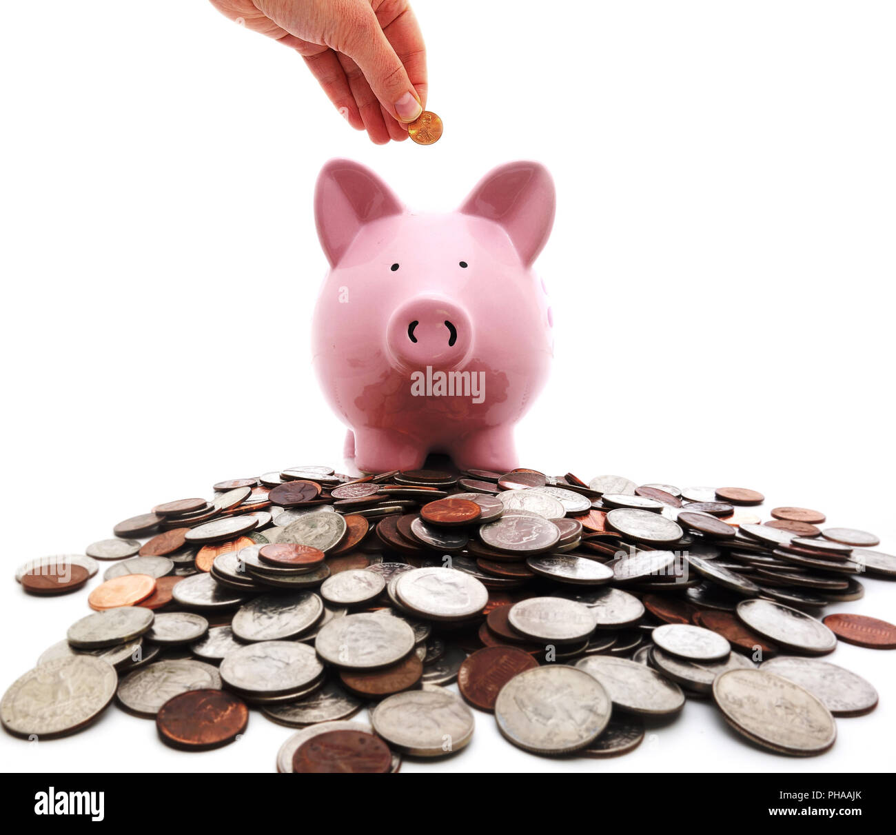 Penny in piggy Bank Stockfoto