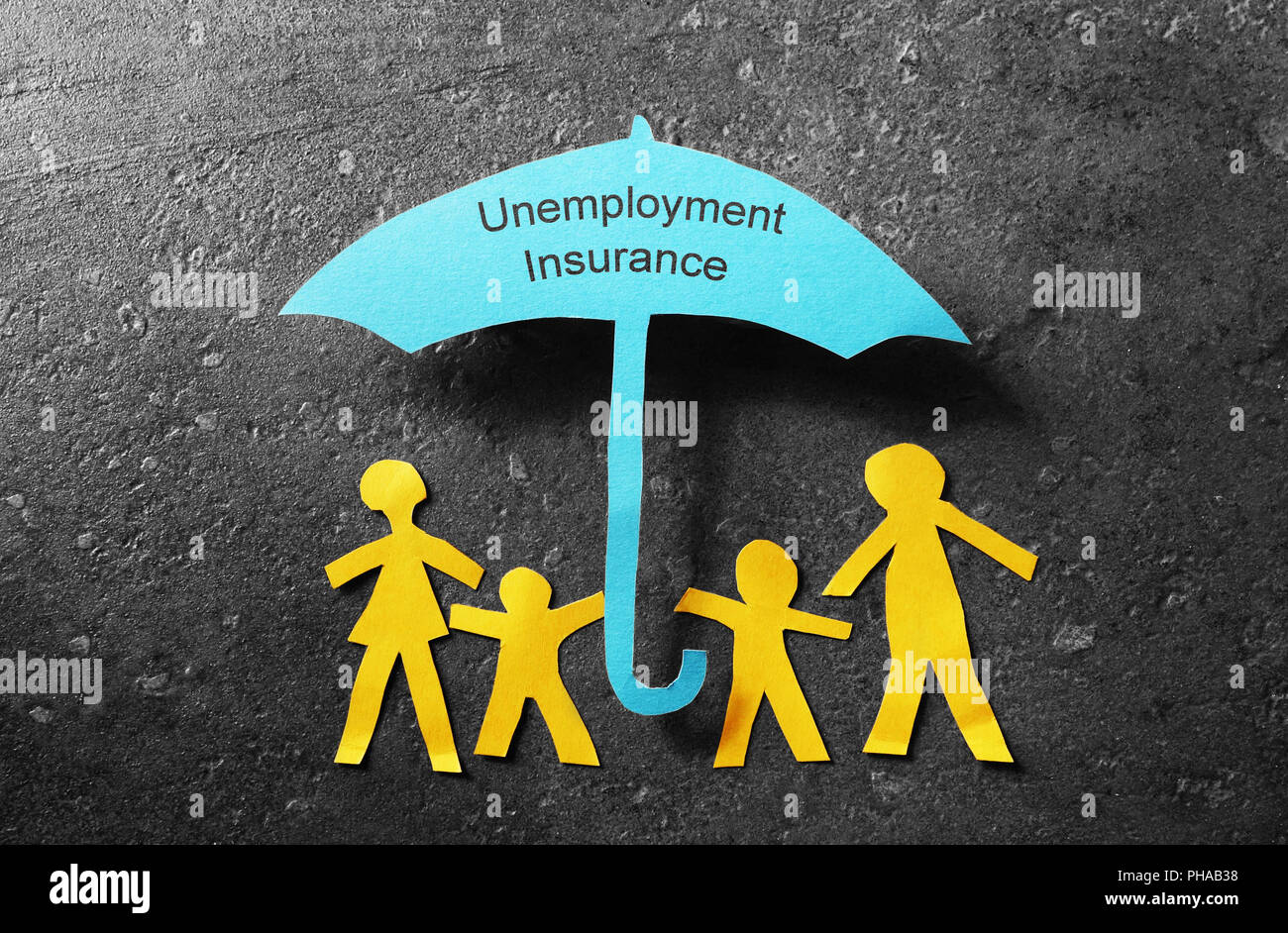 Arbeitslosenversicherung Regenschirm Stockfoto