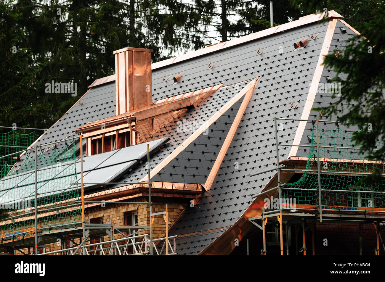 Dach mit Kupfer Stockfoto
