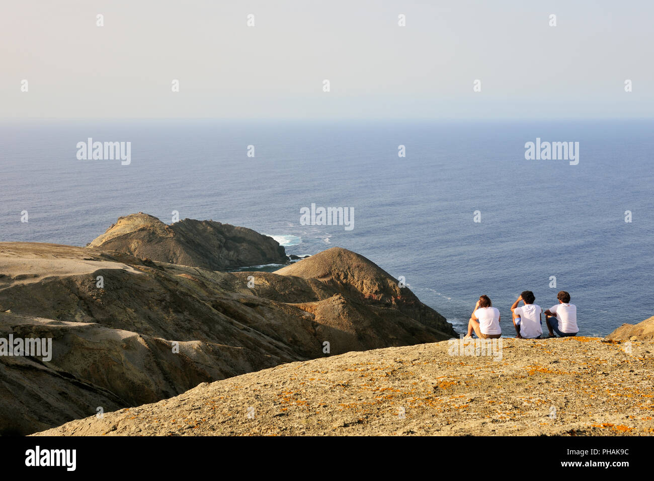 Terra Chã und den weiten Atlantik. Die Insel Porto Santo, Madeira. Portugal Stockfoto