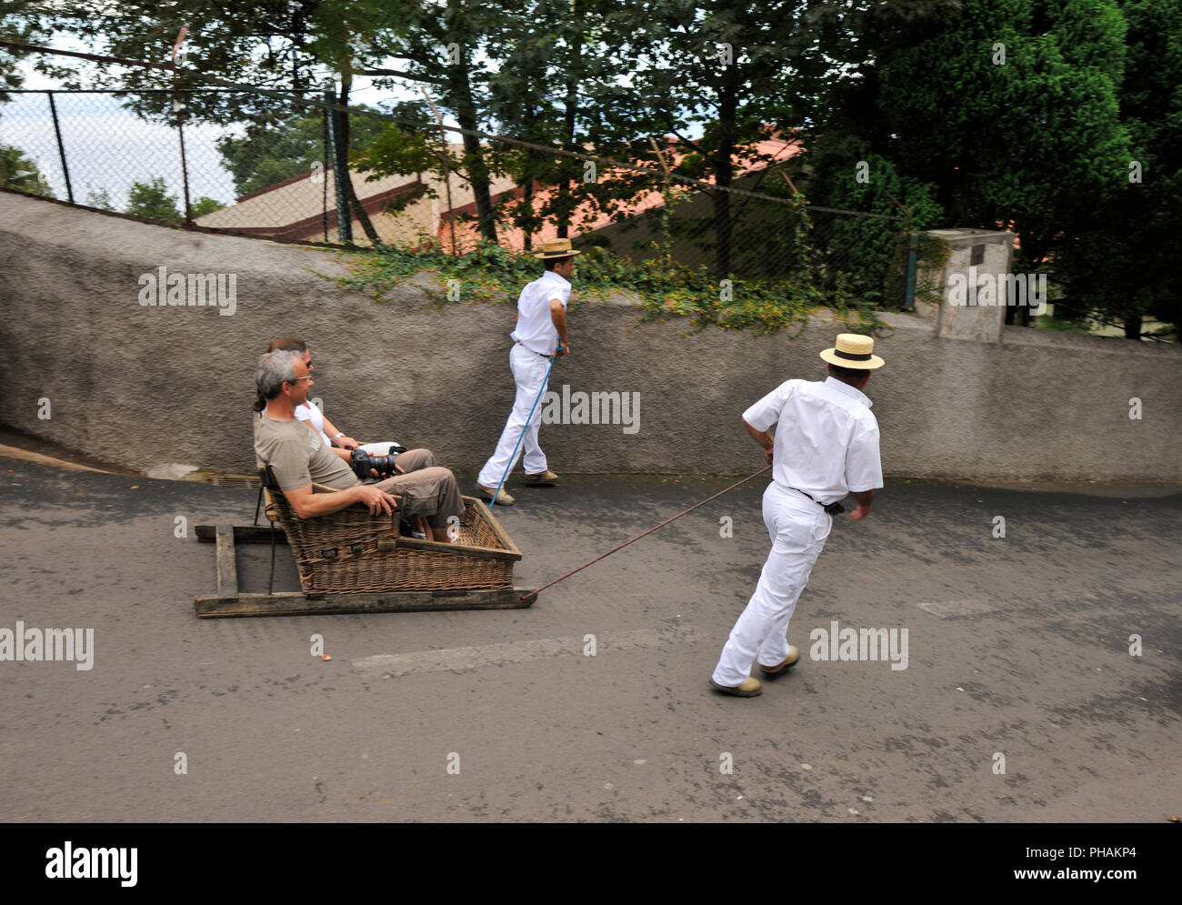 Os carrinhos de cesto do Monte. Funchal, Madeira Stockfoto