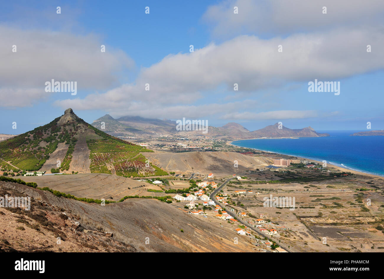 Pico de Ana Ferreira, Insel Porto Santo. Madeira, Portugal Stockfoto