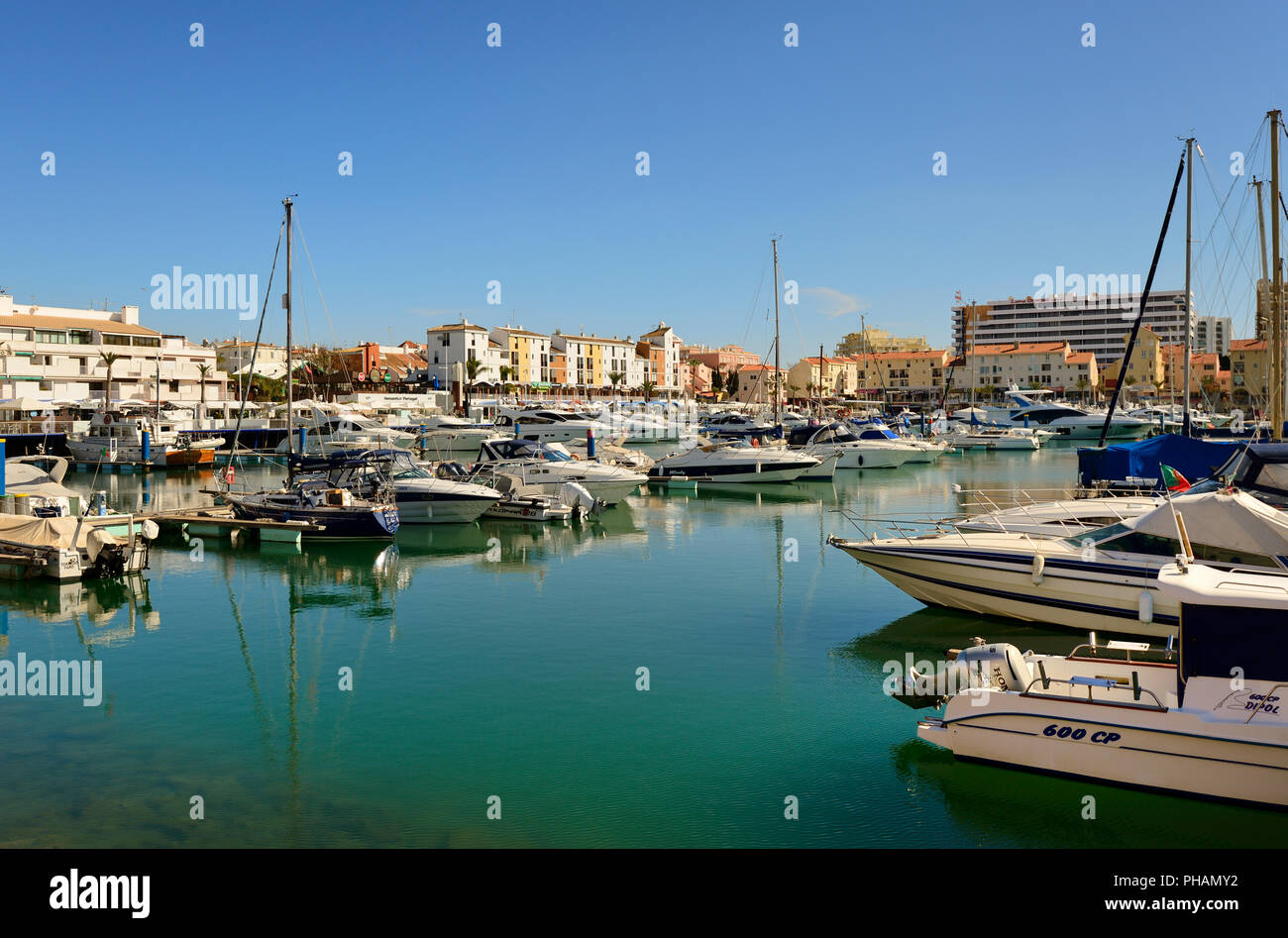 Den Jachthafen von Vilamoura. Algarve, Portugal Stockfoto