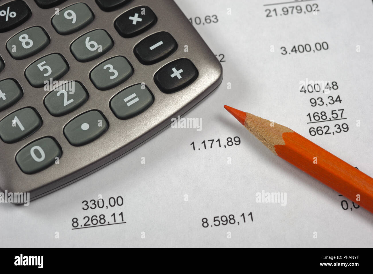 Financial Business Berechnung mit Konto Stockfoto
