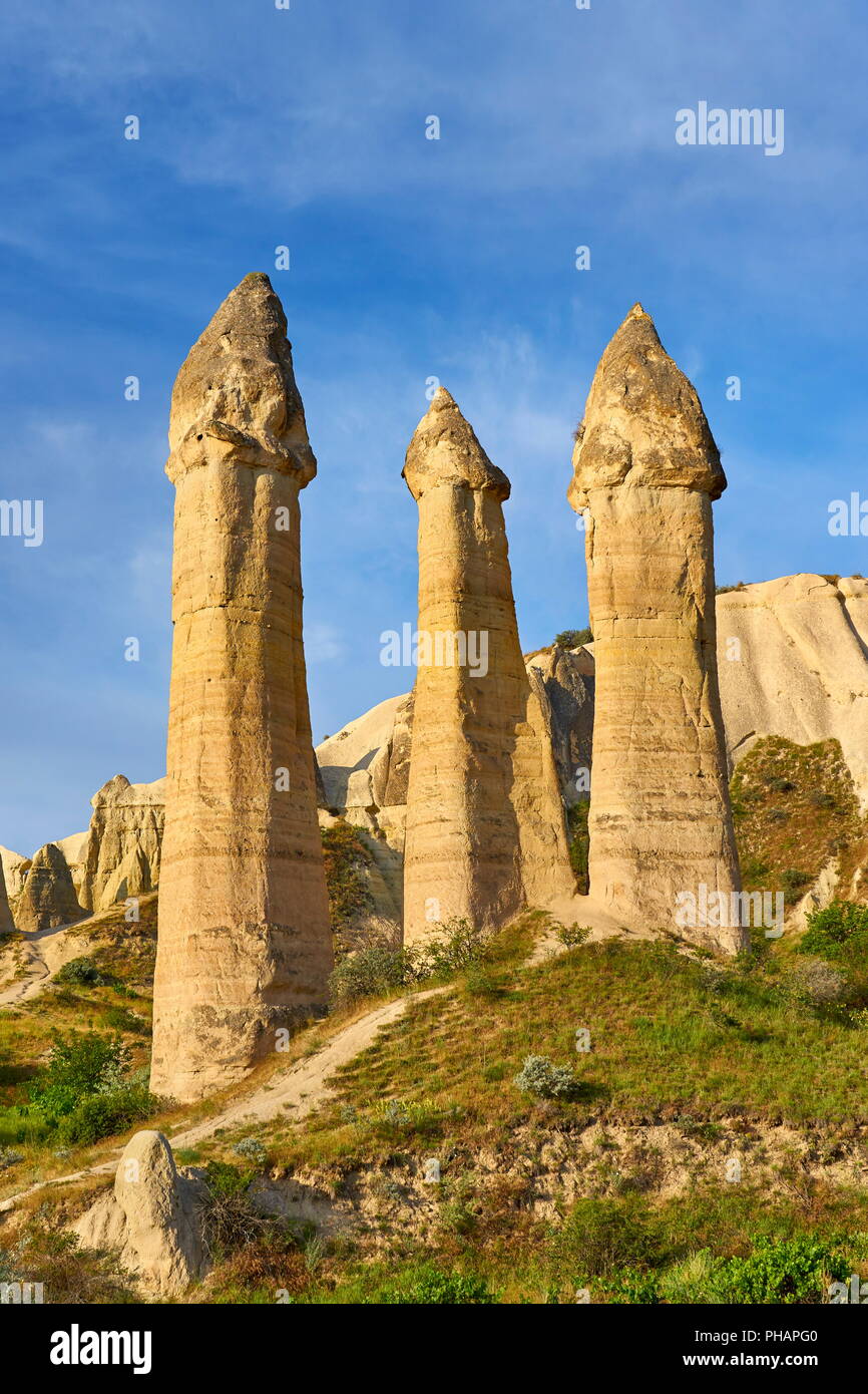 Felsformation in der Liebe Tal, Kappadokien, Göreme, Türkei Stockfoto