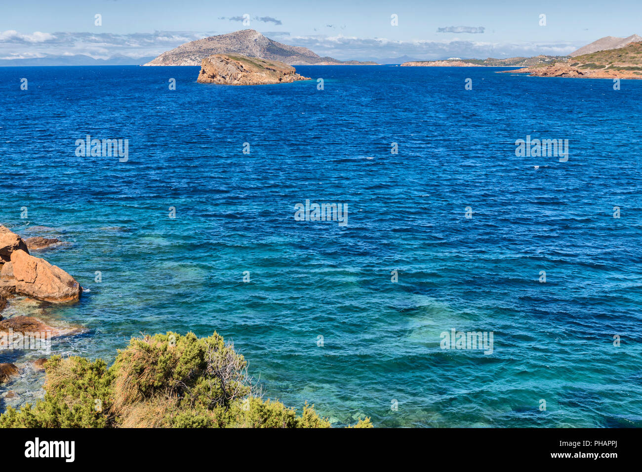 Ägäis Küste, Cape Sounio, Sounion, Attika, Griechenland Stockfoto