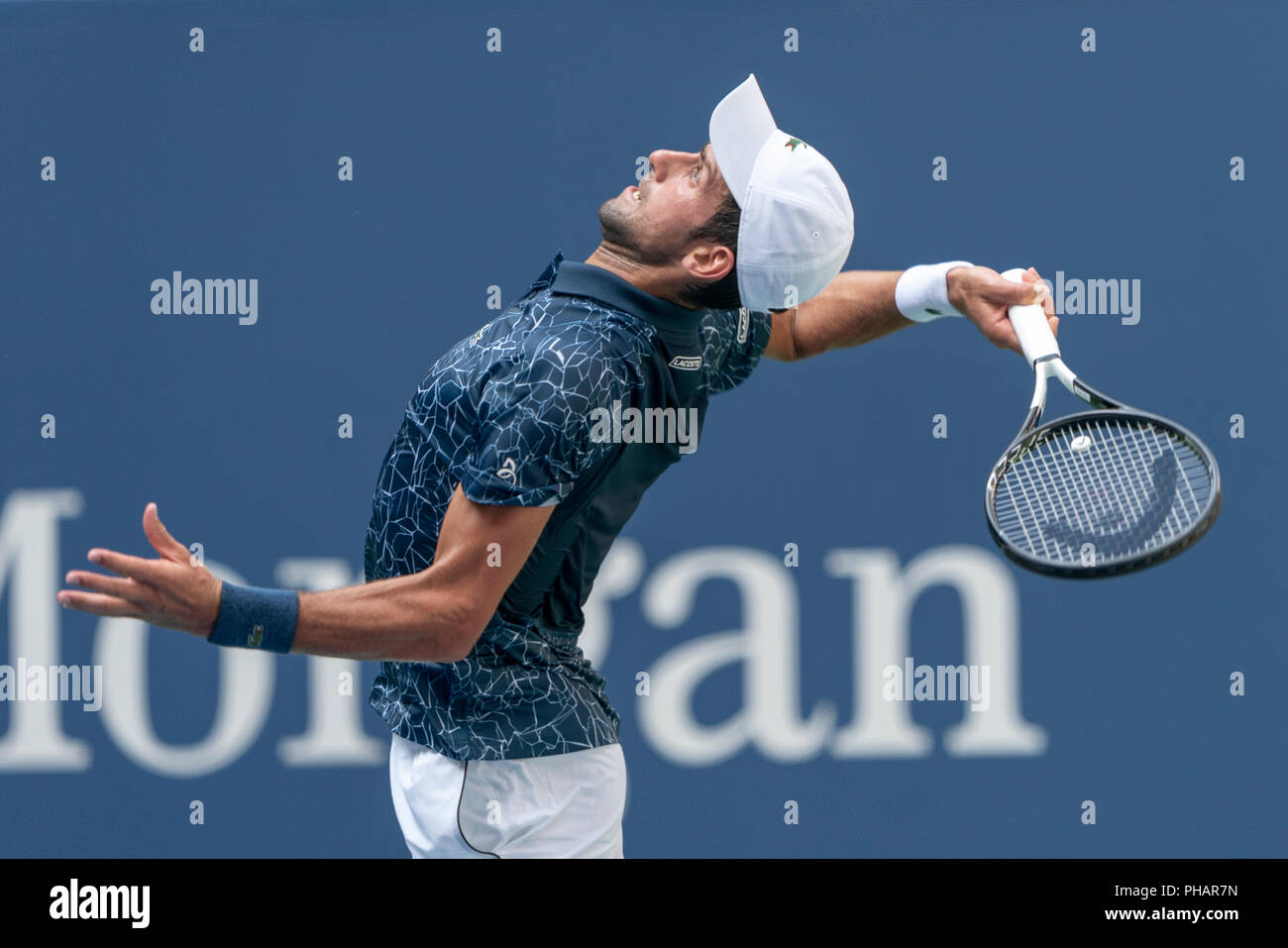 Novak Djokovic (SBR) konkurrieren auf dem 2018 US Open Tennis. Stockfoto