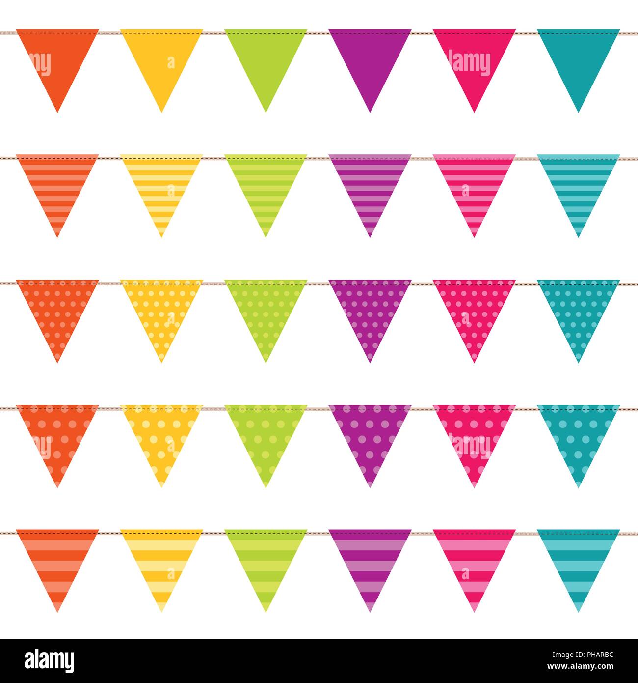 Bunte Flagge Kollektion mit Muster Vector Illustration Stock Vektor
