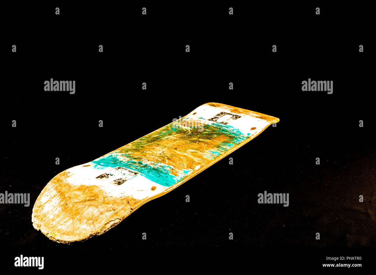 alte gebrauchte Holz skateboard Stockfoto