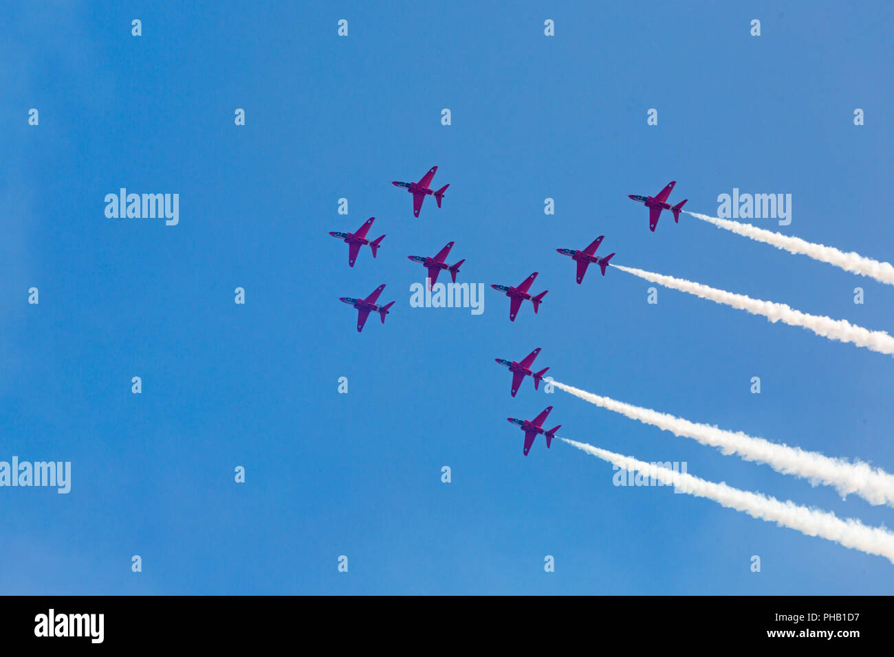 Bournemouth, Dorset, England, UK. 31. August 2018. Die Nationen Favoriten - die roten Pfeile auf der 2.Tag des 11. jährlichen Bournemouth Air Festival durchführen. . Credit: Carolyn Jenkins/Alamy leben Nachrichten Stockfoto