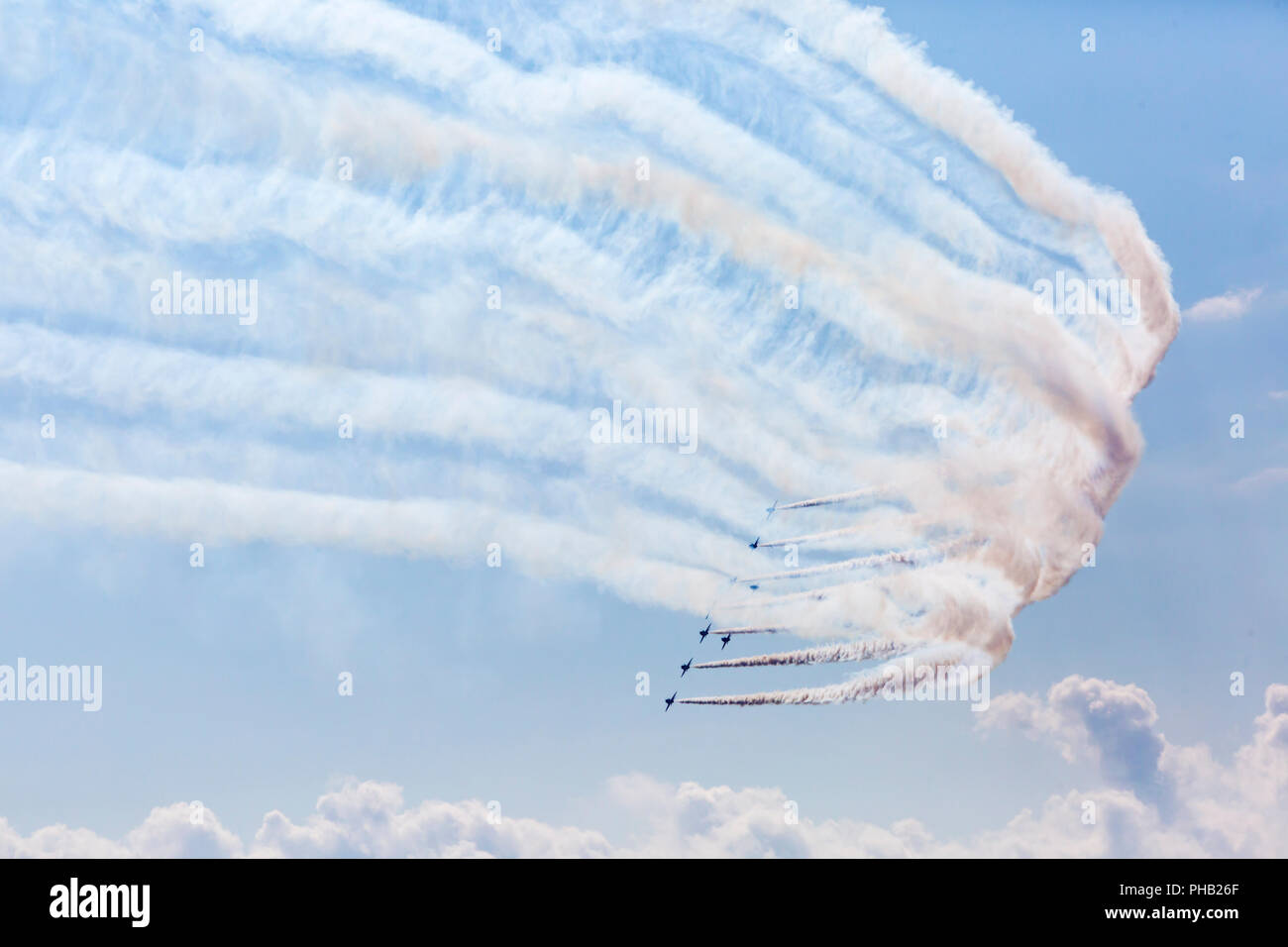 Bournemouth, Dorset, England, UK. 31. August 2018. Die Nationen Favoriten - die roten Pfeile auf der 2.Tag des 11. jährlichen Bournemouth Air Festival durchführen. . Credit: Carolyn Jenkins/Alamy leben Nachrichten Stockfoto