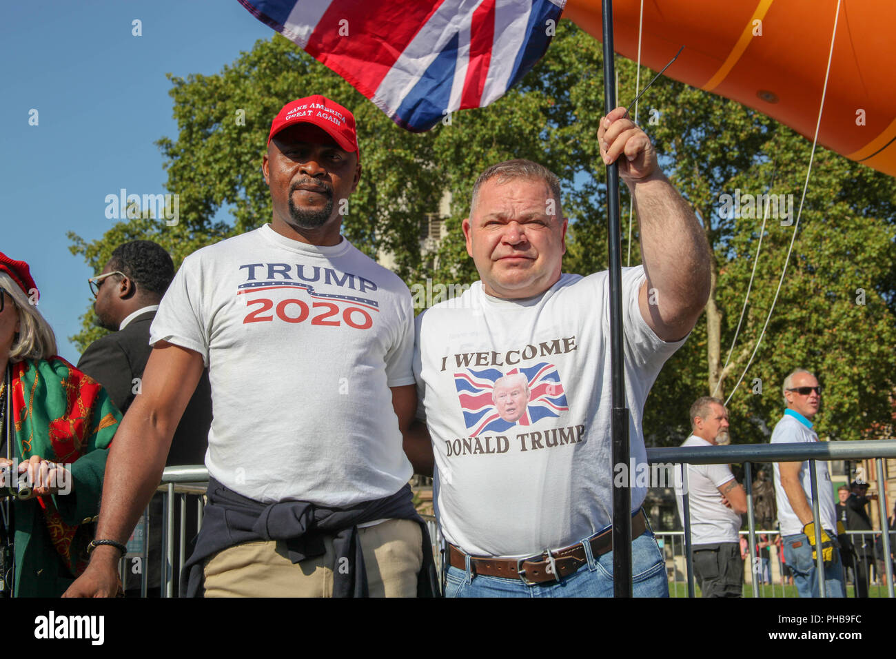 London, Großbritannien. 1. September 2018. Unterstützer von Donald Trump mit Sadiq Khan Ballon Kredit: Alex Cavendish/Alamy leben Nachrichten Stockfoto