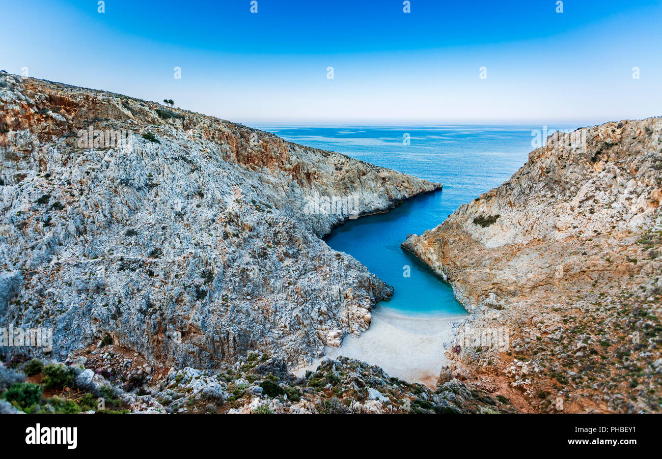 Seitan Limania Beach, Chania, Kreta, griechische Inseln, Griechenland, Europa Stockfoto