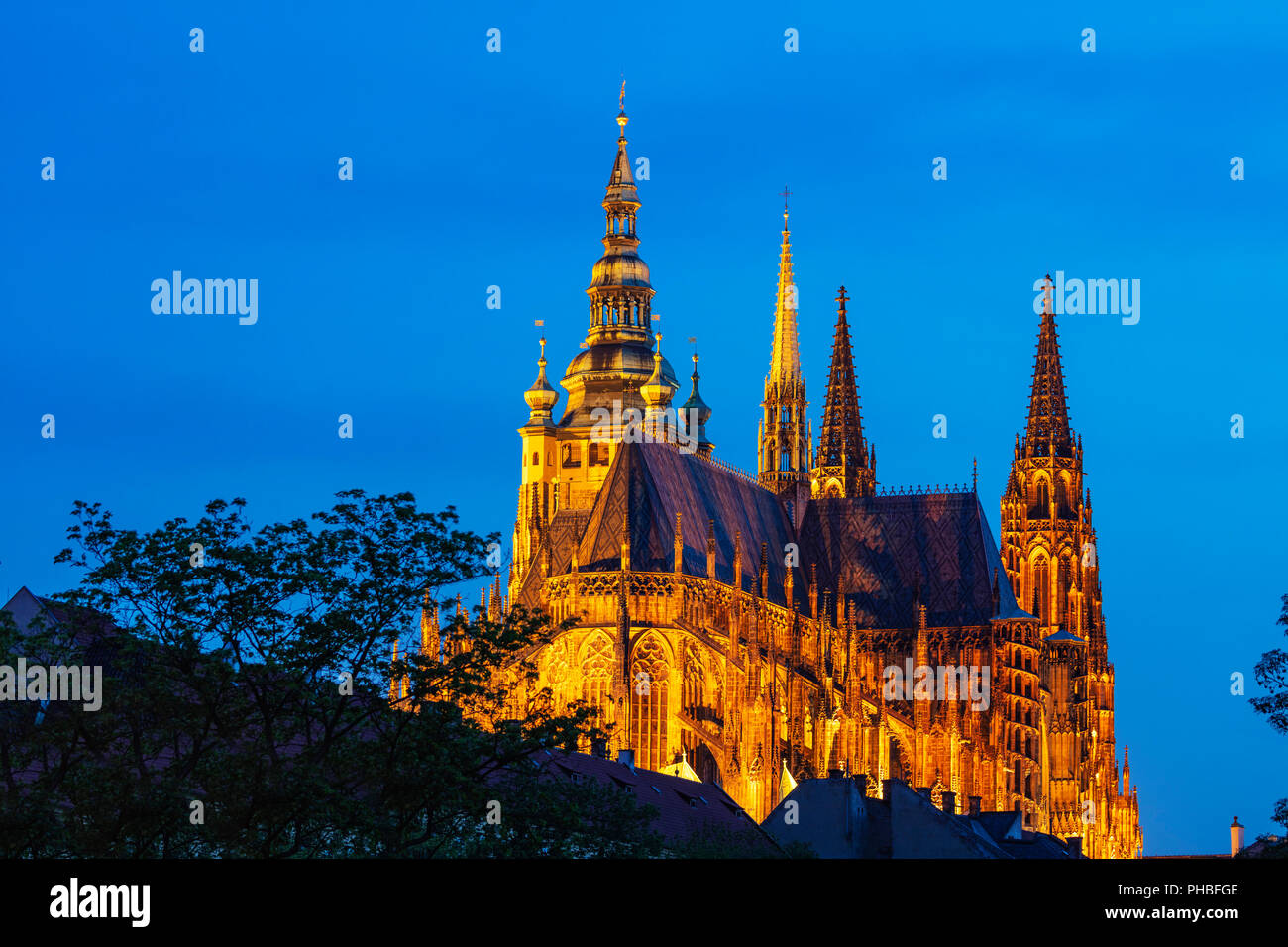 St. Veitsdom, Prag, UNESCO-Weltkulturerbe, Böhmen, Tschechische Republik, Europa Stockfoto