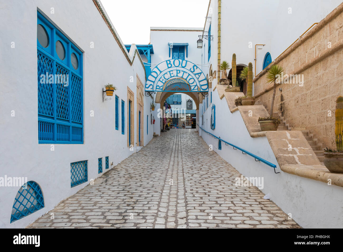 Die Straße in der tunesischen Stadt Yasmine Hammamet, Tunesien Stockfoto
