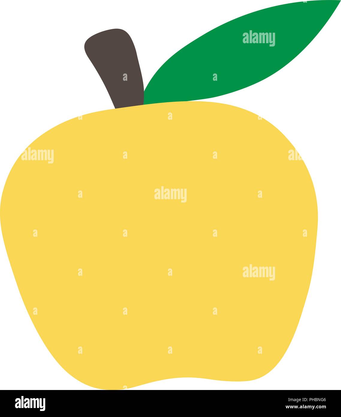 Minimalistisches Design. Der Kinder Zeichnung von Früchten. gelb Vektor apple, einfaches Logo Illustration. Stock Vektor