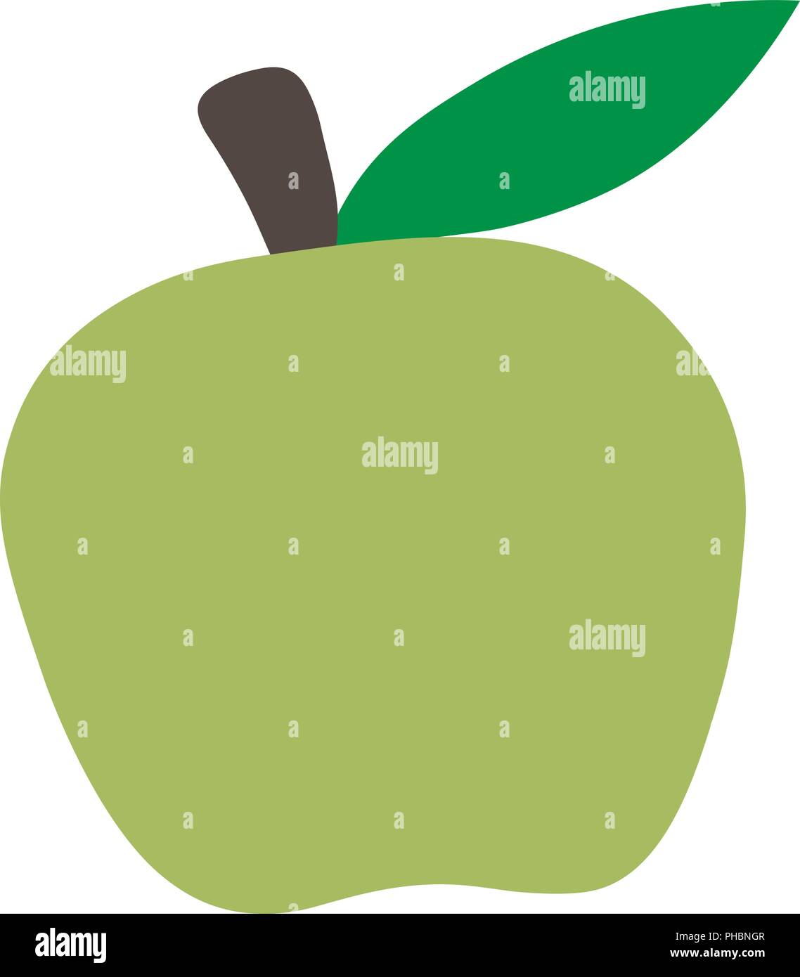Minimalistisches Design. Der Kinder Zeichnung von Früchten. Grüne Vektor apple, einfaches Logo Illustration. Stock Vektor