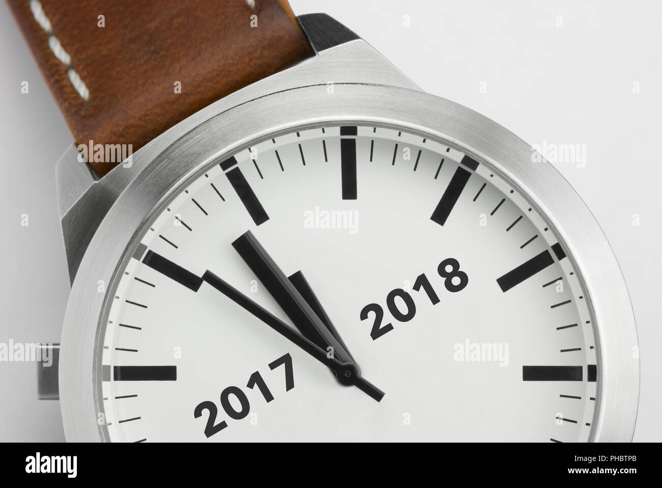 Uhr mit Text 2017 2018 Stockfoto