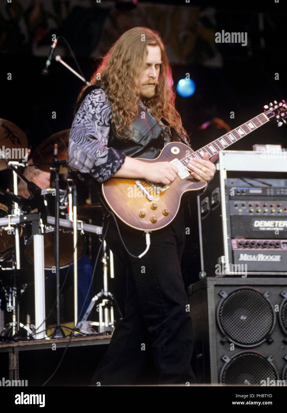 Die Allman Brothers Band (Warren Haynes) am 29.06.1991 in Dinkelsbühl. | Verwendung weltweit Stockfoto